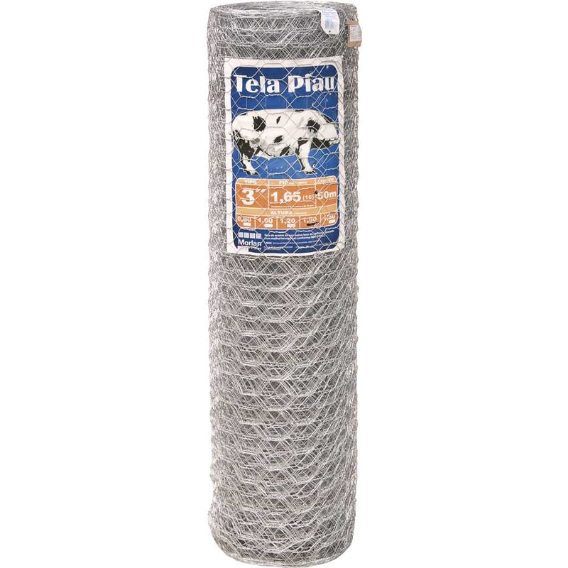 Tela metálica hexagonal, mangueirão, malha 3", 16 BWG x 1,5 m, com 50 m