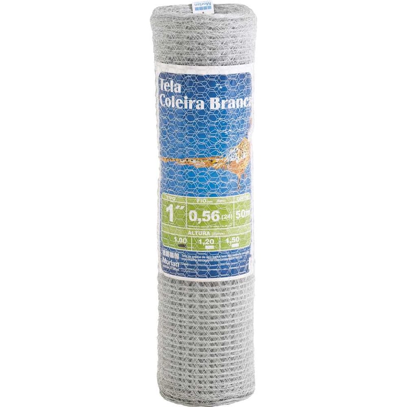 Tela metálica hexagonal, pinteiro, malha 1", 24 BWG x 1,2 m, com 50 m