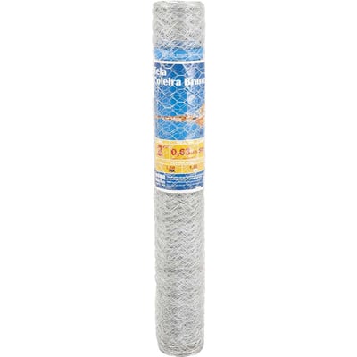 Tela metálica hexagonal, galinheiro, coleira branca, malha 2", 23 BWG x 1,5 m, com 50 m