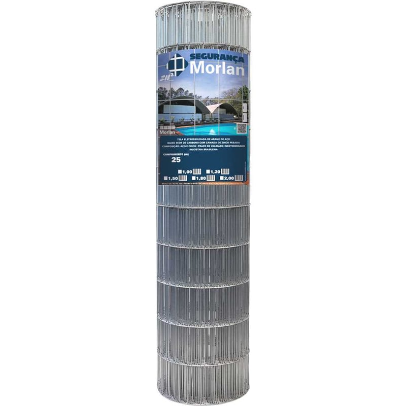 Tela alambrado, malha 15 cm x 5 cm, fio 2,3 mm, com 1,2 m x 25 m (altura x comprimento), 2725