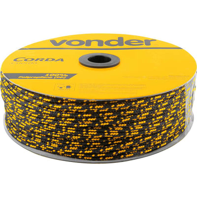 Corda multifilamento trançada 5,0 mm x 250 m, preta e amarela, em carretel