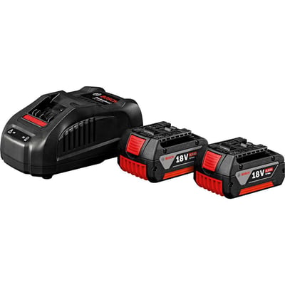 Kit com 2 baterias de íons de lítio (GBA 18V 4 Ah) e 1 carregador rápido GAL 1880, 1 600 A01 5TC