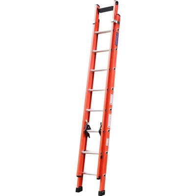 Escada extensível em fibra de vidro, 13 degraus de alumínio, 2,75 m x 4,2 m