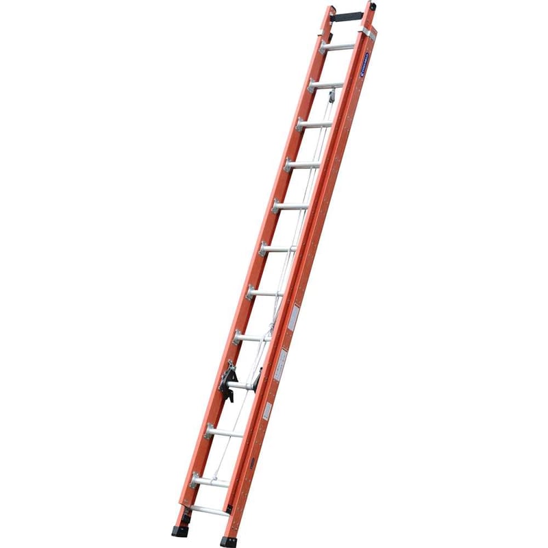 Escada extensível em fibra de vidro, 19 degraus de alumínio, 3,65 m x 6,0 m
