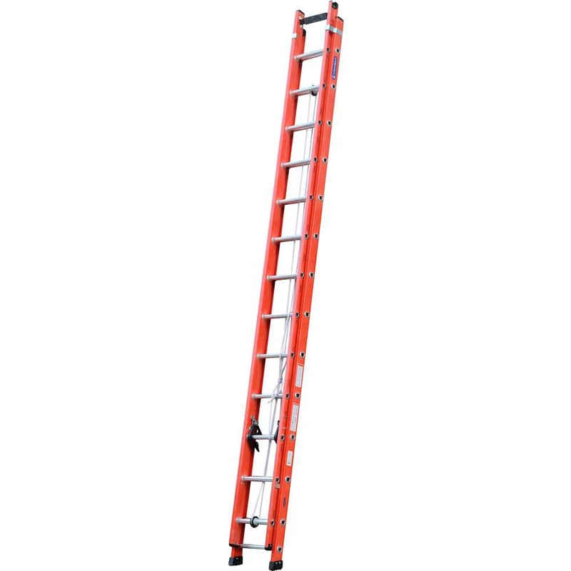 Escada extensível em fibra de vidro, 23 degraus de alumínio, 4,25 m x 7,2 m