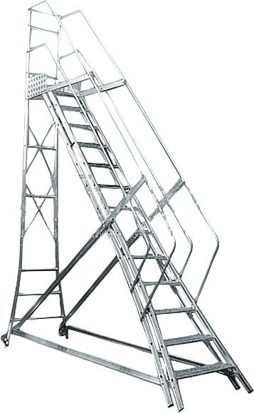 Escada trepadeira alumínio 3,01 m X 3,13 m 12 degraus + plataforma com 4 corrimões