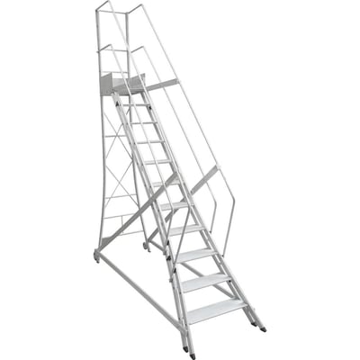 Escada trepadeira alumínio 4,40 m X 4,60 m 18 degraus + plataforma com 4 corrimões