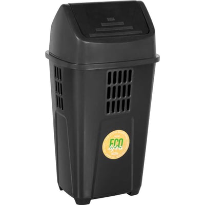 Lixeira plástica, 50 litros, preta, basculante, 757LP