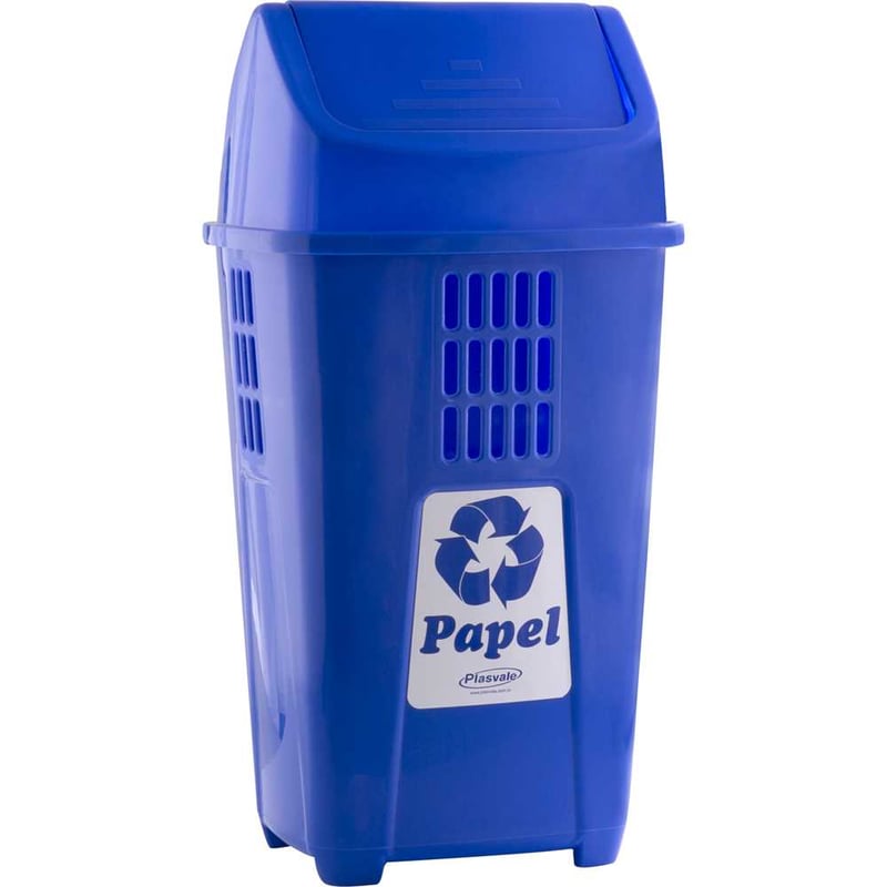Lixeira plástica, 50 litros, azul, basculante, 757AZ
