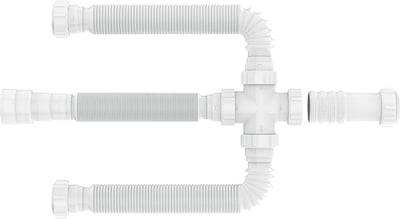 Sifão extensivo universal, triplo, branco, 750mm comprimento, 030406