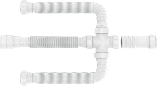 Sifão extensivo universal, triplo, branco, 750mm comprimento, 030406