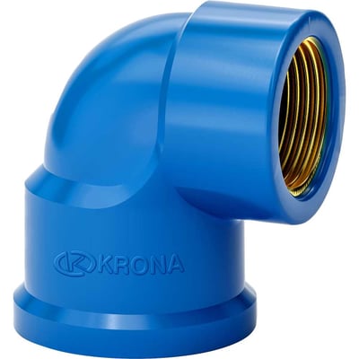 Joelho 90° azul com bucha de latão, 32 mm x 3/4", 500